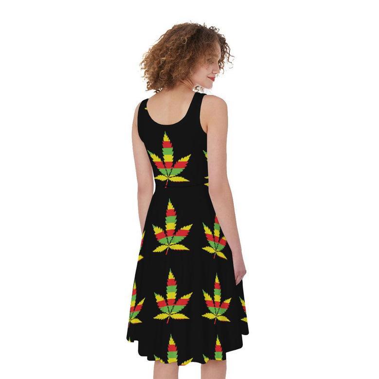 Rasta Flag Pattern Print Sleeveless Knee Length Dress