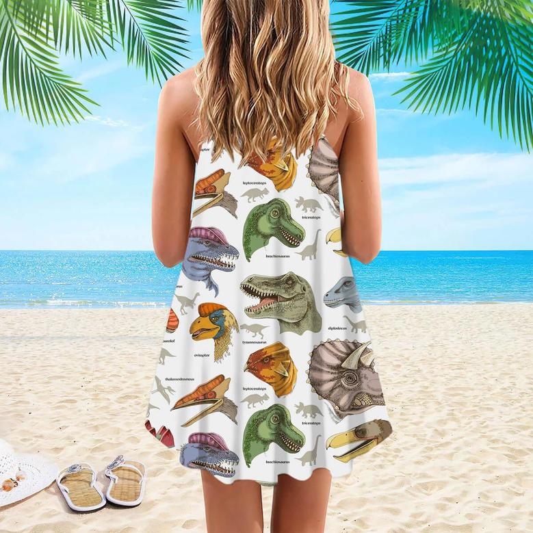 Realistic Dinosaurus Spaghetti Strap Summer Dress