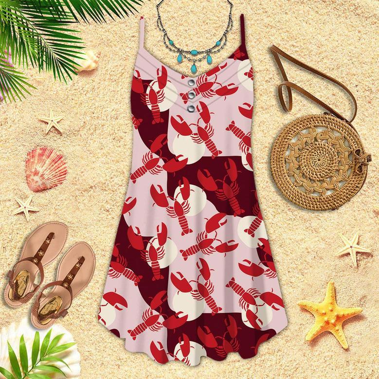 Retro Lobster Spaghetti Strap Summer Dress