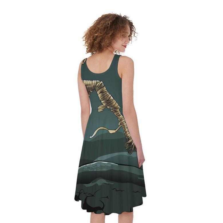 Running Mummy Print Sleeveless Knee Length Dress