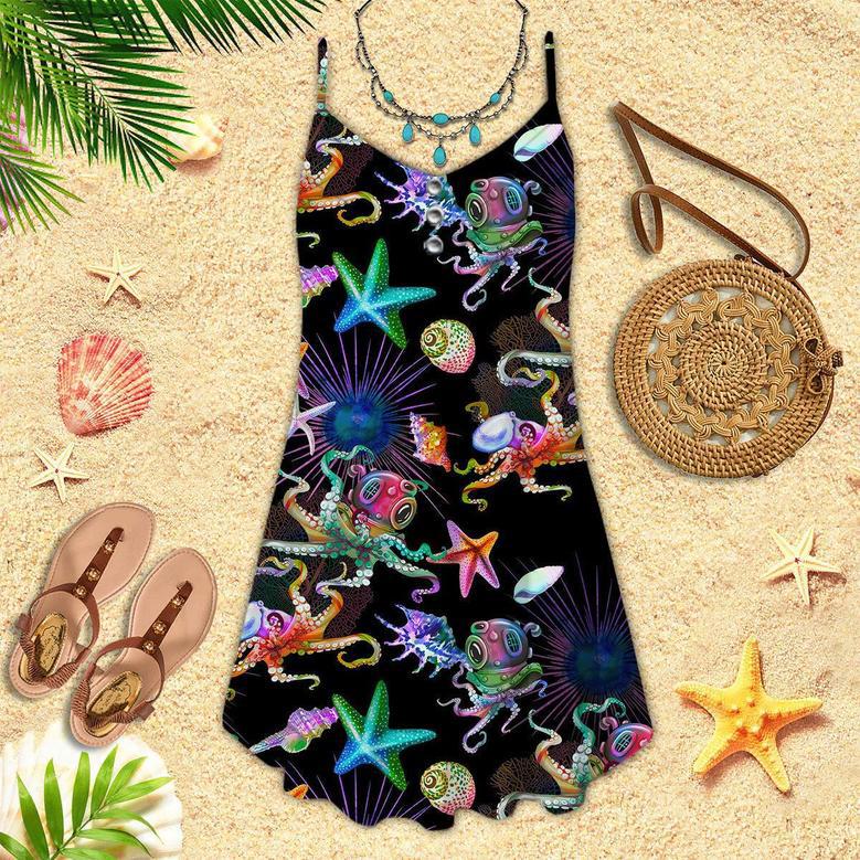 Scuba Diving Octopus Undersea Spaghetti Strap Summer Dress