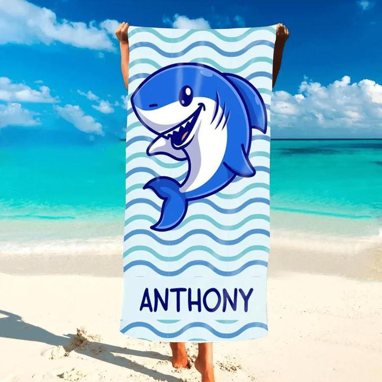 Shark Print Custom Beach Towels Kids Perfect Boys Girls Gift Design