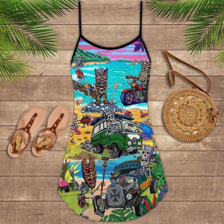 Skull And Tiki Beach - Summer Dress