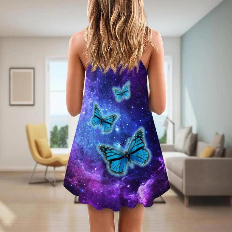 Skull Butterfly Purple Mysterious - Summer Dress