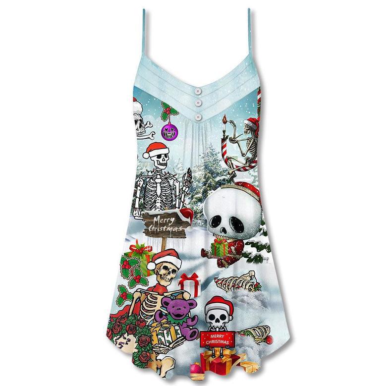 Skull Christmas Xmas Snow Vibe - V-Neck Sleeveless Cami Dress