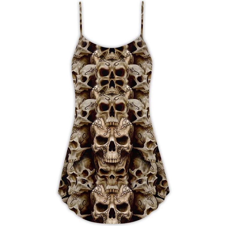 Skull Dark Inside Everyone - V-Neck Sleeveless Cami Dress