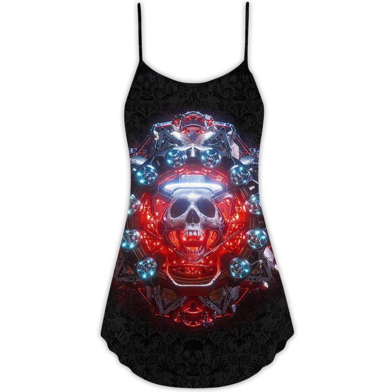 Skull Electric Dream Or Die - V-Neck Sleeveless Cami Dress