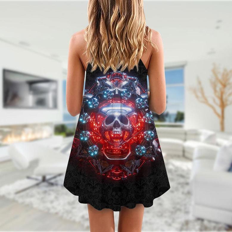 Skull Electric Dream Or Die - V-Neck Sleeveless Cami Dress