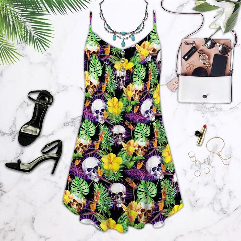 Skull Flowers Summer Tropical Style - Summer Dress