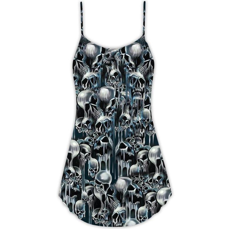 Skull It's Hot In Here - V-Neck Sleeveless Cami Dress