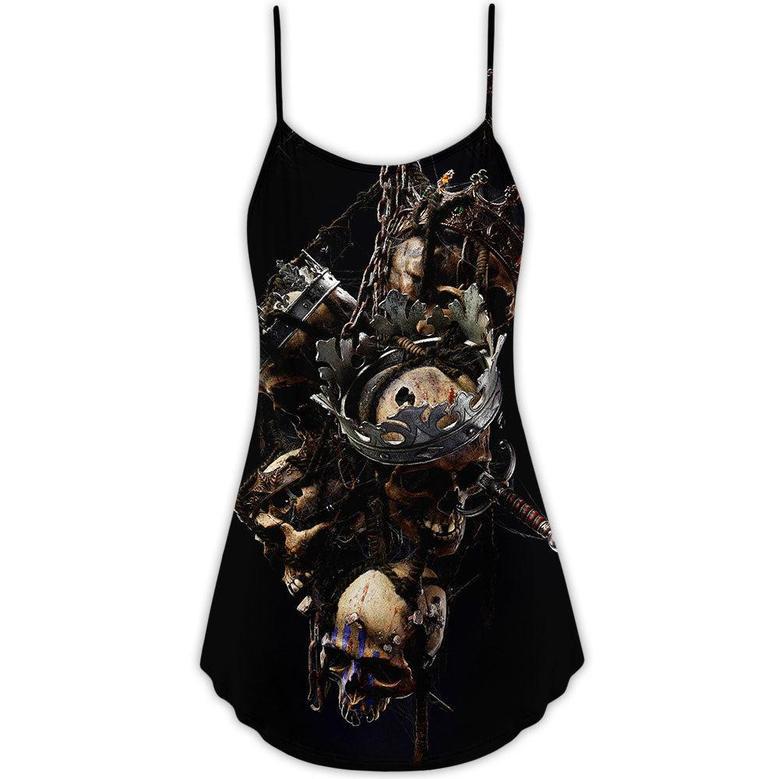 Skull Only In Their Death Can A King Live Forever - V-Neck Sleeveless Cami Dress