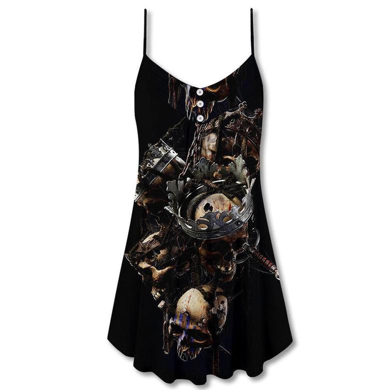 Skull Only In Their Death Can A King Live Forever - V-Neck Sleeveless Cami Dress