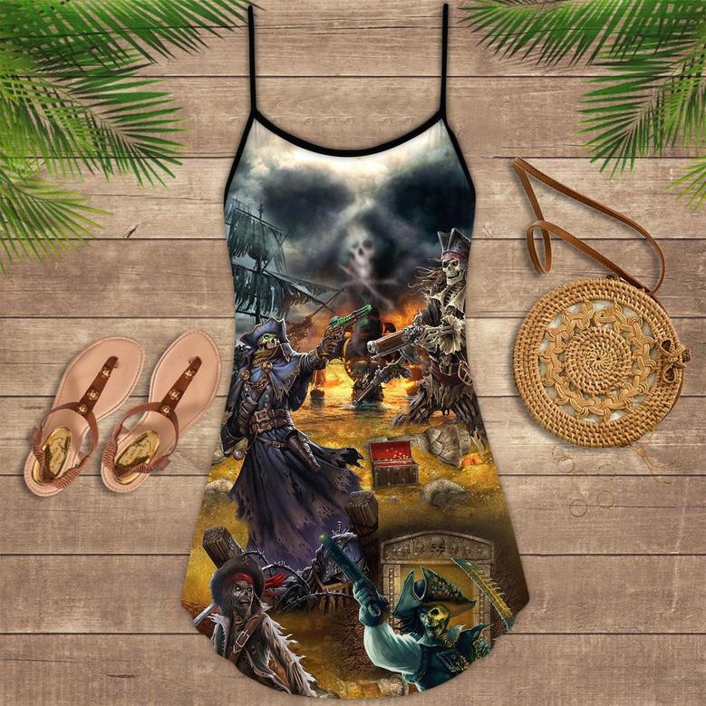 Skull Pirate Hunting Treasure Night - Summer Dress