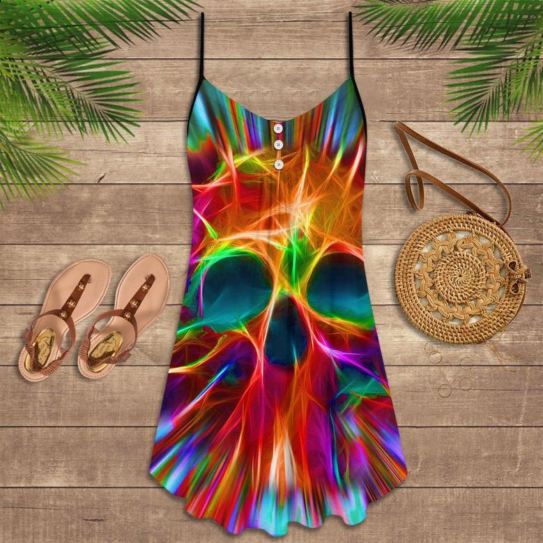 Skull Rainbow Color Love Style - Summer Dress