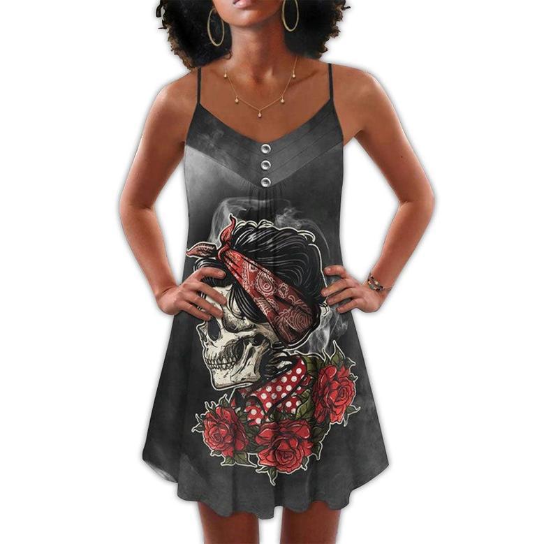 Skull Rose Blur Dark - Summer Dress