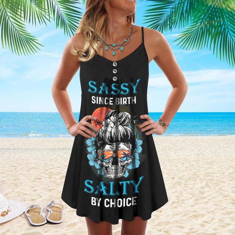 Skull Sassy Skull Salty By Choice - Summer Dress