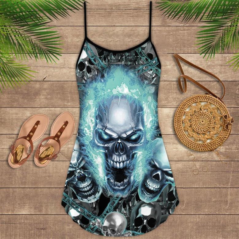 Skull Screaming Cool Blue - Summer Dress