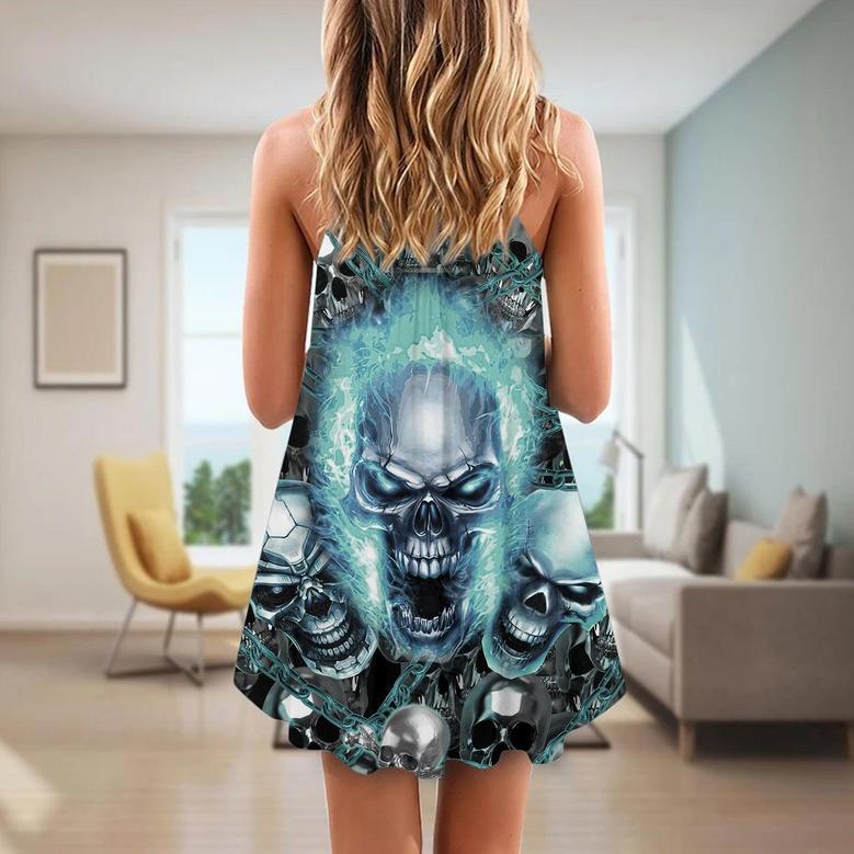 Skull Screaming Cool Blue - Summer Dress