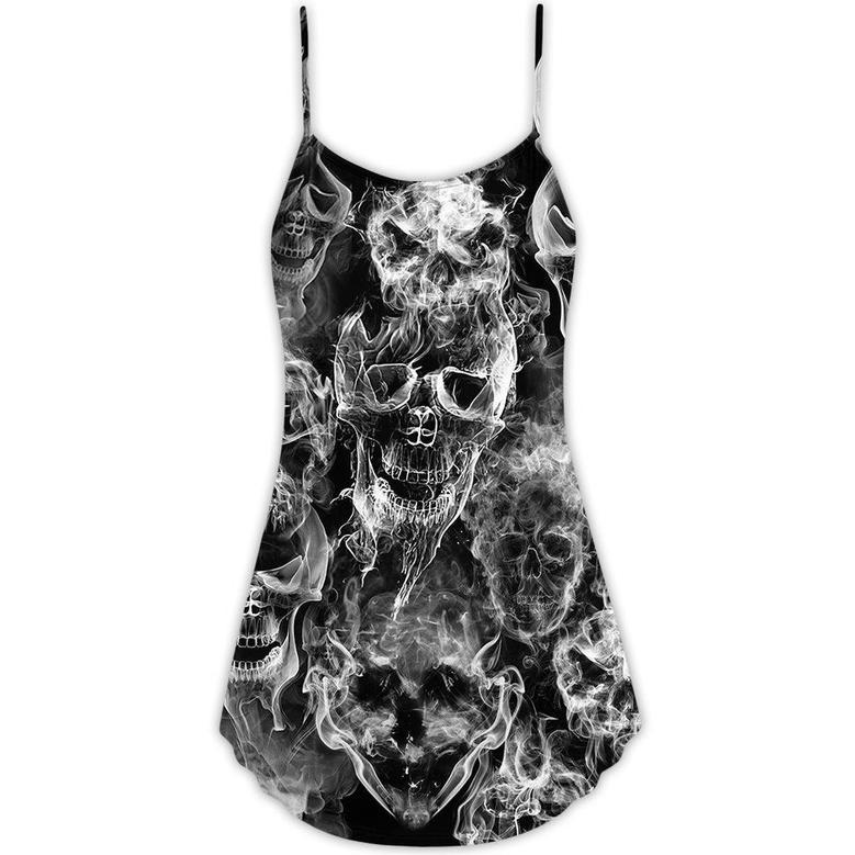 Skull Smoke Kill This Life - V-Neck Sleeveless Cami Dress