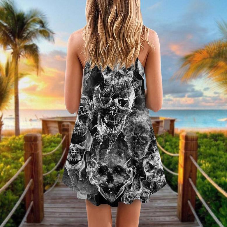 Skull Smoke Kill This Life - V-Neck Sleeveless Cami Dress