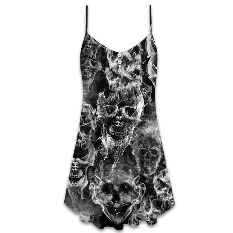 Skull Smoke Kill This Life - V-Neck Sleeveless Cami Dress