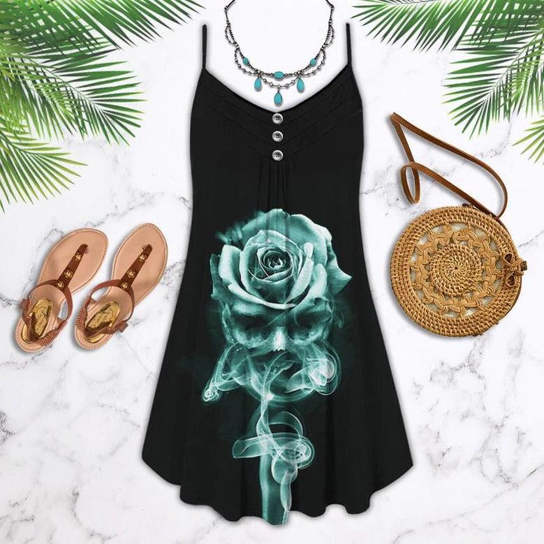 Skull Smoke Rose Skull - Summer Dress