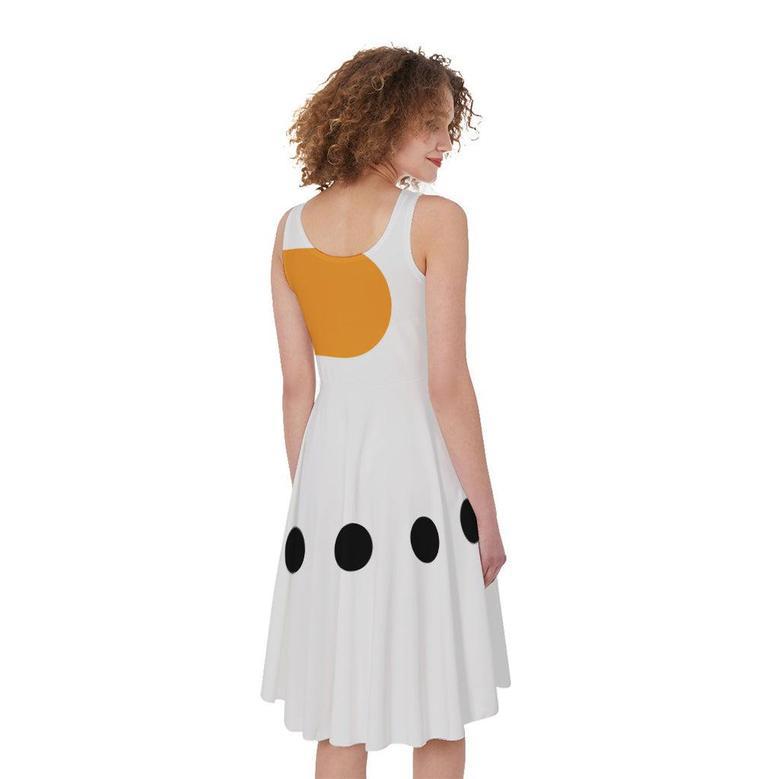 Snowman Face Print Sleeveless Knee Length Dress