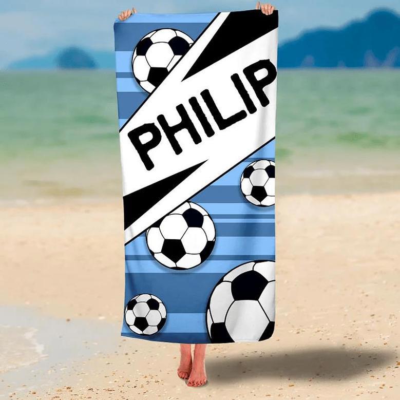 Soccer Design Monogrammed Beach Towels Adults Kids Unique Gift