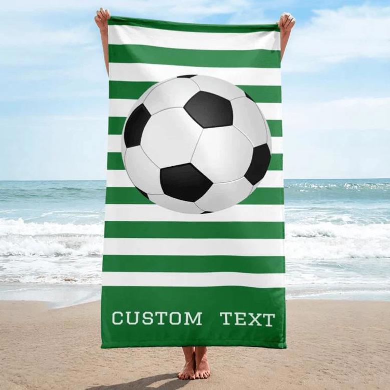 Soccer Design Monogrammed Beach Towels Adults Kids Unique Gift