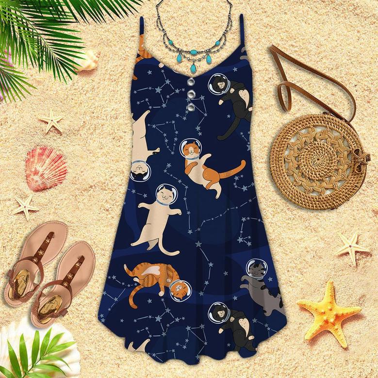 Space Cats Spaghetti Strap Summer Dress