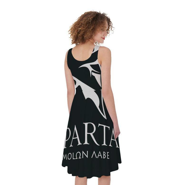 Spartan Molon Labe Print Sleeveless Knee Length Dress