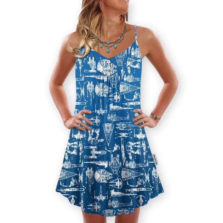 Star War Space Ships - V-Neck Sleeveless Cami Dress