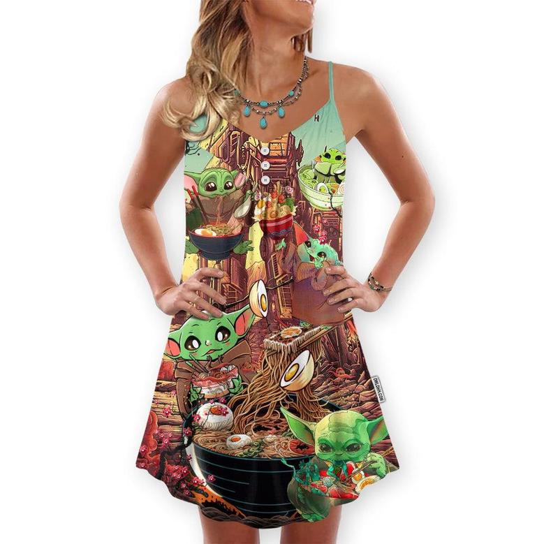 Star Wars Baby Yoda Cute Ramen - V-Neck Sleeveless Cami Dress