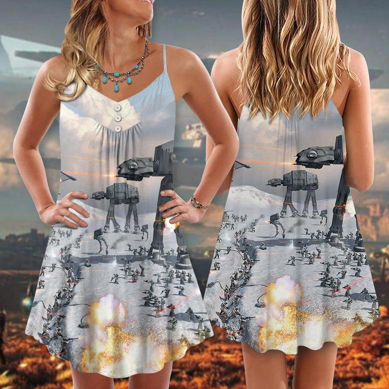 Star Wars Battle Of Hoth At-At - V-Neck Sleeveless Cami Dress