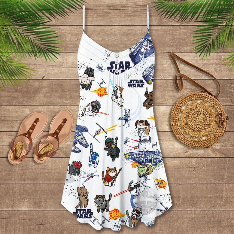 Star Wars Cats - V-Neck Sleeveless Cami Dress