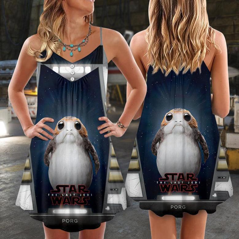 Star Wars Porgs Exist So Cute - V-Neck Sleeveless Cami Dress