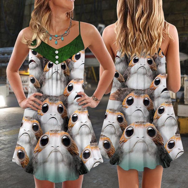 Star Wars The Last Jedi Many Porgs - V-Neck Sleeveless Cami Dress