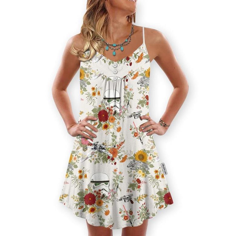 Starwars Stormtrooper Flower Vintage Autumn - V-Neck Sleeveless Cami Dress