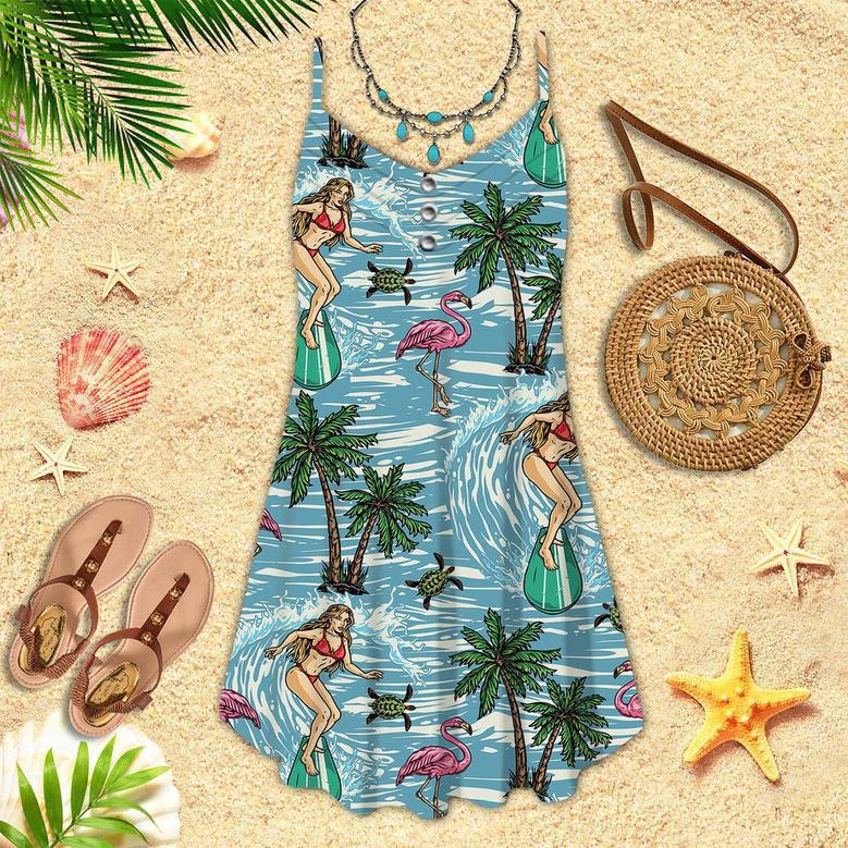 Surfing Vintage Spaghetti Strap Summer Dress