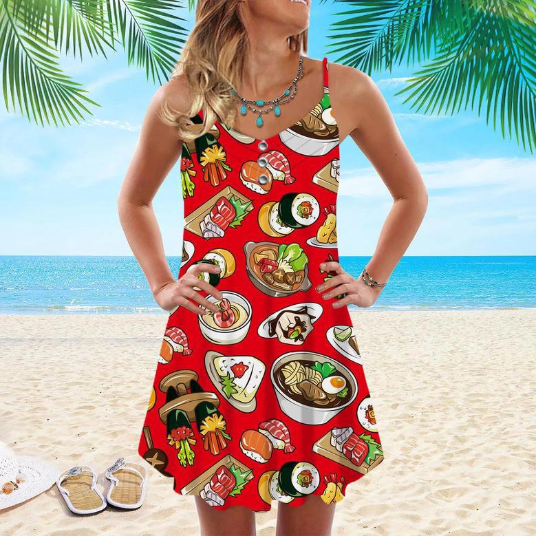 Sushi High Feeling Style Spaghetti Strap Summer Dress