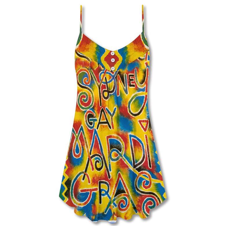 Sydney Mardi Gras Colorful Art - V-Neck Sleeveless Cami Dress