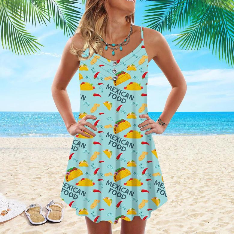 Taco And Burritos Mexican Food Spaghetti Strap Summer Dress