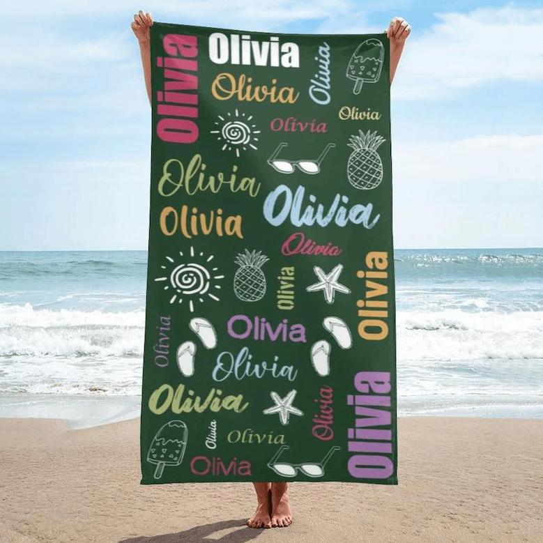 Text Custom Beach Towels Pool Travel Bath Kids Adults Unique Design