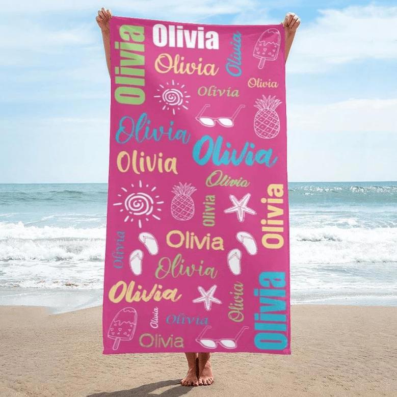 Text Custom Beach Towels Pool Travel Bath Kids Adults Unique Design