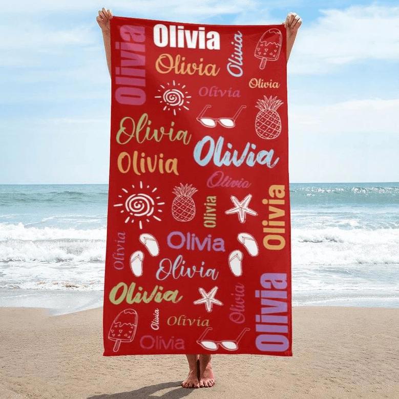 Text Custom Beach Towels Pool Travel Bath Kids Adults Unique Design