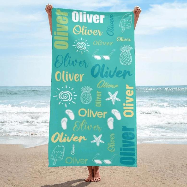 Text Custom Beach Towels Pool Travel Bath Kids Adults Unique Design