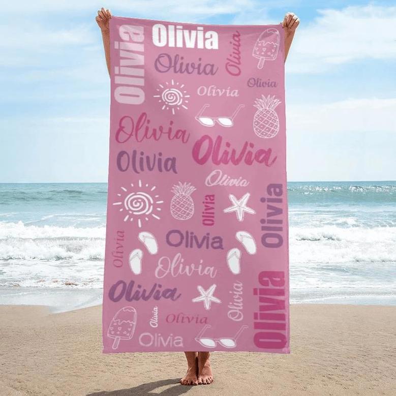 Text Custom Beach Towels Pool Travel Bath Kids Adults Unique Design