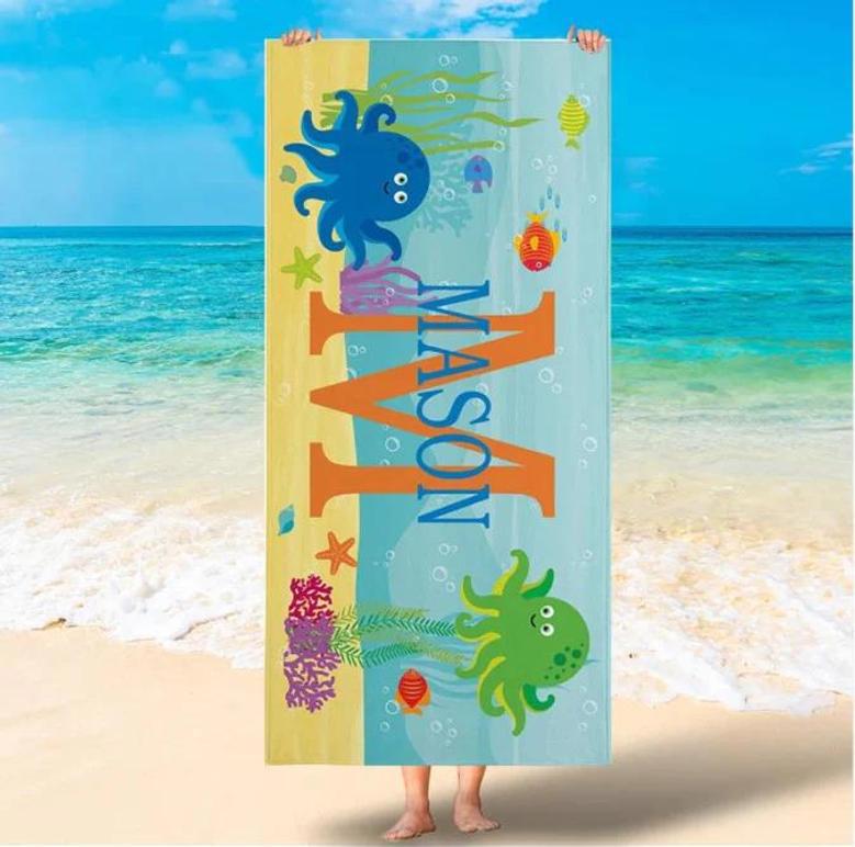 Tie Dye Design Monogrammed Beach Towels Adults Kids Unique Gift