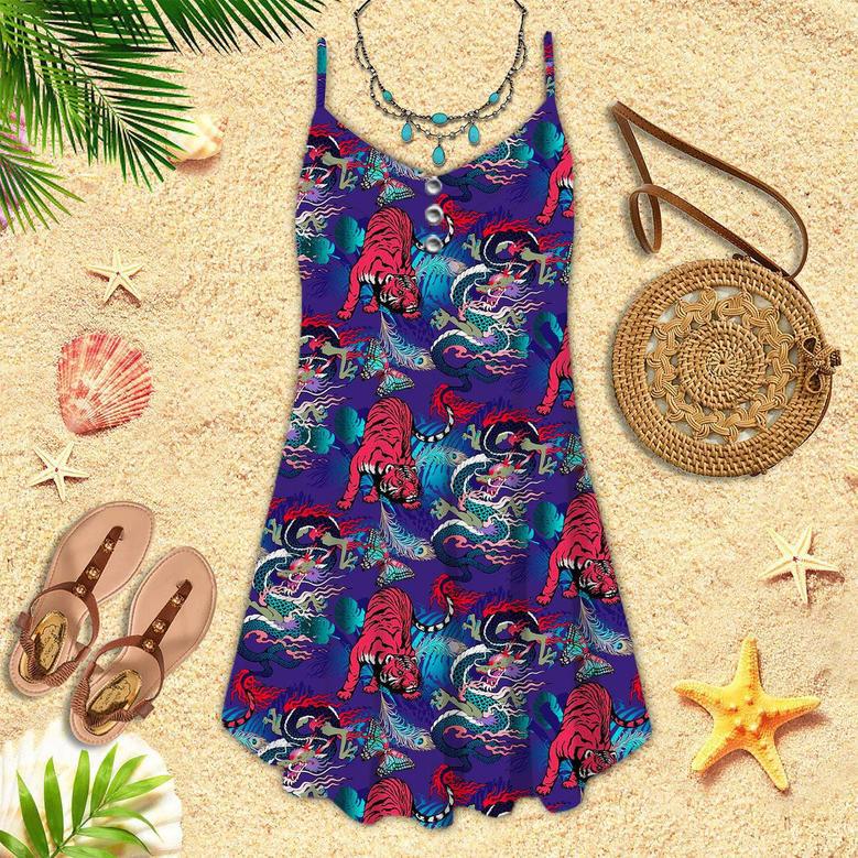 Tiger And Dragon Spaghetti Strap Summer Dress