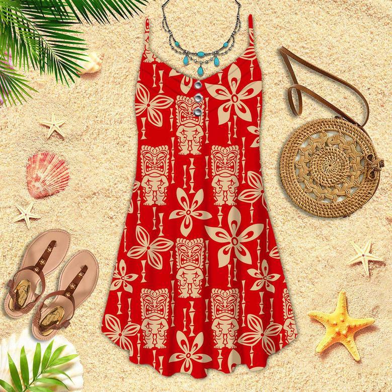 Tiki Tapa Pattern Spaghetti Strap Summer Dress